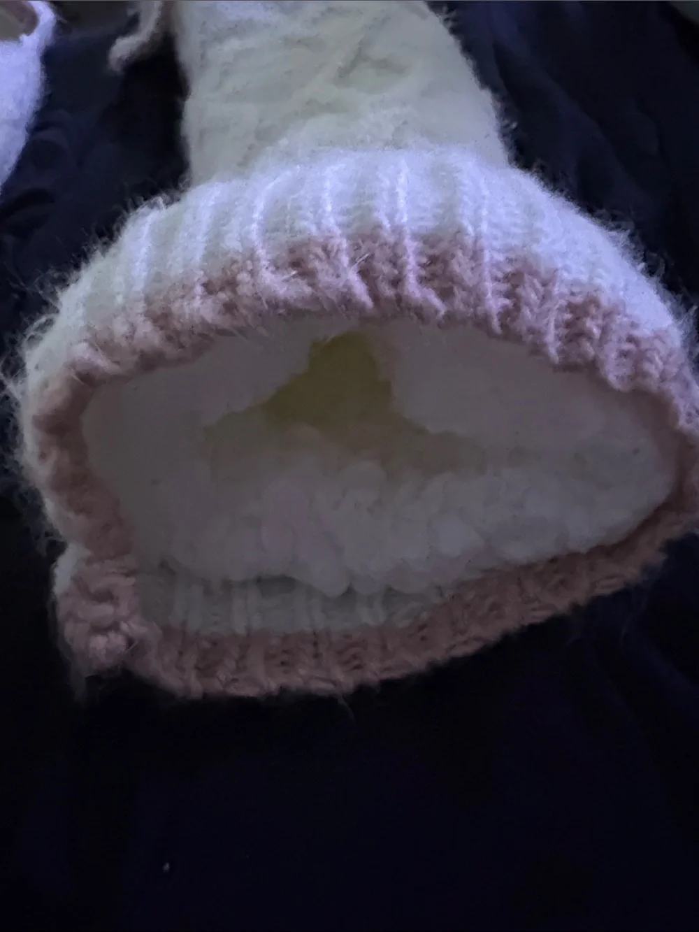 Cream Knit Cat Face Pet Socks with Bunny Ears